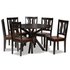 Baxton Studio Mare Modern and Contemporary Transitional Two-Tone Dark Brown and Walnut Brown Finished Wood 7-Piece Dining Set